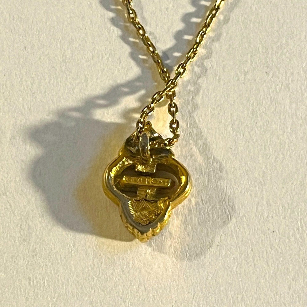 GIVENCHY Gold Necklace w/ Crystal Pendant, 16” Chain; GUC w/ 1 Missing Crystal - Picture 9 of 14